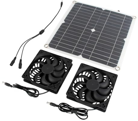 Dixhills Solar Ventilator, Solarmodul Lüfter Kit, 12W Solarpanel Abluftventilator, tragbarer Solar Abluftventilator für den Außenbereich, Wohnmobile, Gewächshäuser, Tierhäuser, Hühner
