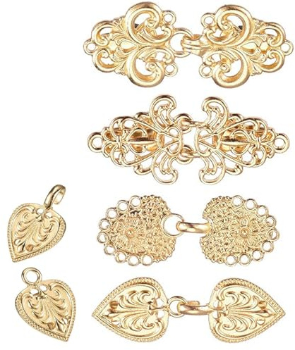 4 Stück Vintage Pullover Swirl Clip Umhang Clips, Retro Swirl Mantel Broschen Antike Umhang, Gold Kreatives Kleider Clip, für Retro Cardigan Schalkragen Verschluss Kleid Hemd Knopf Clip für Frauen.