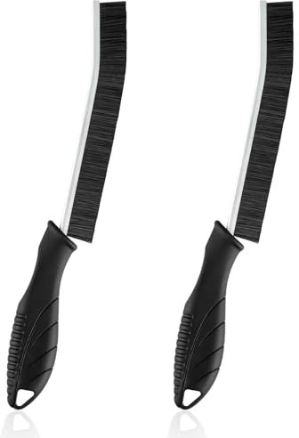 Spazzole per Pulire - 2 Pezzi Spazzola Pulizia Fessure di Gap Multifunzionale, Spazzola Pulizia Casa con Manico per Domestico, Cucina, Bagno, Finestra, Scanalature (Nero)