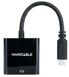 PRENDELUZ Convertisseur USB-C vers VGA 0,1 m en Aluminium Noir élégant. Connectez sans Effort Les appareils actuels aux écrans VGA, garantissant durabilité et qualité. Parfait pour des Solutions