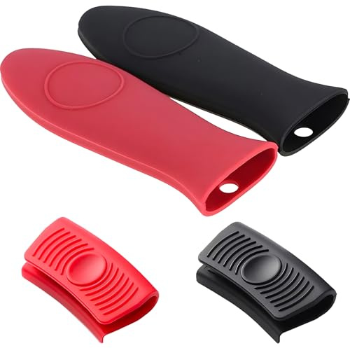 2Pcs Silicone Pot Handle Set, Cast Iron Pot Set with 2 Pot Ear Clips, Silicone Holder Non-slip Grip Pot Holder, Pot Holders, Pan Handle Sleeves