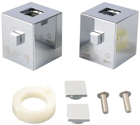 Gorise 1 Paire De Poignées De Commande Thermostatiques, Bouton De Poignée De Température De Douche Carré, Poignées De Contrôle De L'eau Chromées, Pièces De Rechange