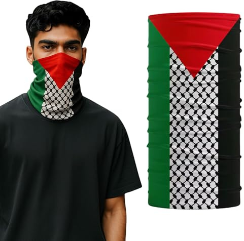 Palästinensische Flagge Keffiyeh Schal, Halstuch, winddicht, staubdicht, sonnenfest, Schlauch-Bandana, Headwrap, Palästina-Stirnband für Damen und Herren, Protest, Festival, Outdoor, Sport