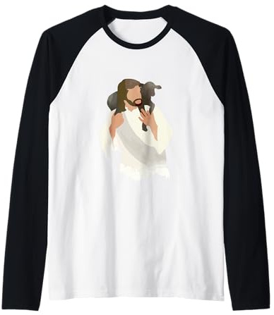 Jésus et la Parabole du Mouton Noir Perdu Luke 15 Manche Raglan