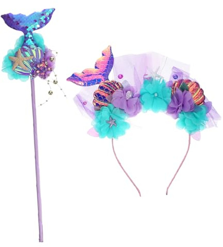 LRXIYODE Meerjungfrauen-stirnband Zauberstab Haarband Für Mädchen Party-accessoires Karnevalsdekorationen Cosplay-kopfbedeckung Urlaubs-stirnband Feenstab Für Mädchen