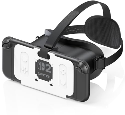 Casque VR pour Nintendo Switch 2 (2025), Switch 2 Lunettes de réalité virtuelle VR avec lentilles HD réglables et Sangle de tête Confortable, kit Labo VR pour Accessoires Switch 2, Noir et Blanc