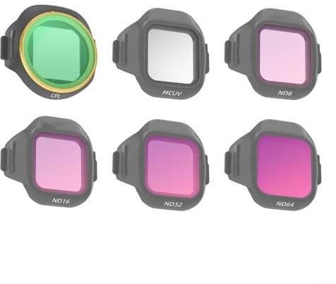 Filtres CPL et densité neutre réglables pour DJI Mini 5 Pro y compris ND8 ND16 ND32 ND64 MCUV pour contrôler l'exposition et réduire les reflets dans la photographie aérienne (lot de 6)