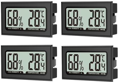 Lot de 4 thermomètres hygromètres numériques pour l'intérieur, le bureau, le salon, la chambre à coucher