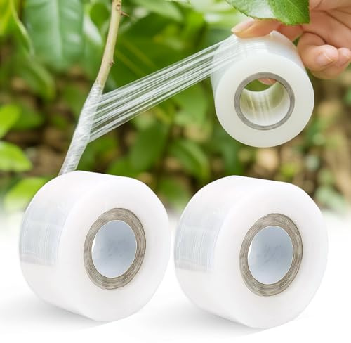 Veredelungsband, 2 Rolle Veredelungsband für Garten, Selbstklebendes pfropfband 200 m x 3 cm, Transparent Pfropfband, für Pflanzen Gartengeräte für Obstbäume und Gärten