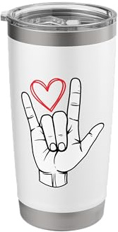 I Love You Sign Language Valentine's Day ASL Heart Stainless Steel Insulated Tumbler