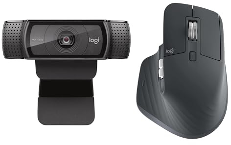 Logitech MX Master 3S - Performance Wireless Mouse, Ergo, 8K DPI+C920 HD Pro Webcam, Full HD 1080p/30fps Video Calling, HD Light Correction, Zoom, FaceTime, Hangouts, PC/Mac/Laptop/Tablet/Chromebook