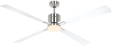 CasaFan Ventilatore da soffitto ECO NEO III 152 cromo spazzolato - bianco/grigio chiaro con WiFi e luce