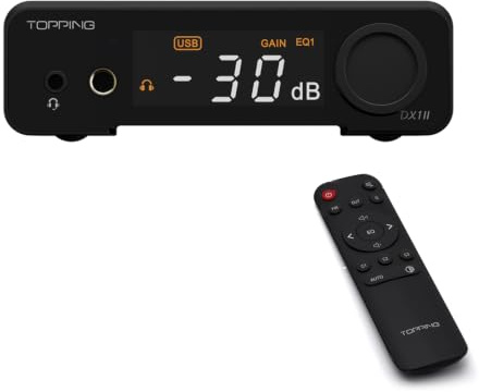 TOPPING DX1 II Amplificatore per Cuffie DAC da Gaming, DAC ES9039Q2M, 1000mW x2 Amp DAC HiFi, Ingresso/Uscita Ottica, Amplificatori per Cuffie Bilanciati da 3.5mm/4.4mm per PC/PS5/Switch,Nero