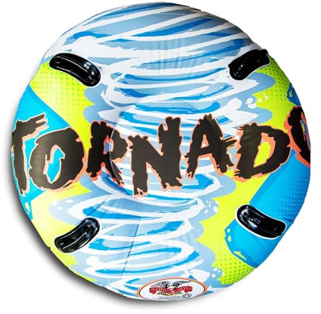 Flexible Flyer 50 Tornado Snow Tube - 2-Person Round Inflatable Snow Sled and Water Pool Float for Year Round Fun - Double Sled with Handles for Kids and Adults, Heavy Duty Construction