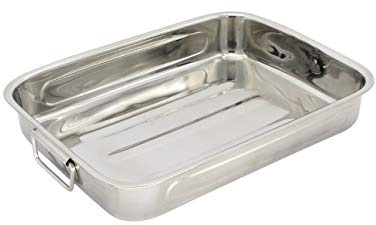 Krüger Edelstahl Bratform 37 x 28 cm (3,5 L) | Mit Fallgriffen | PFAS-frei & unbeschichtet | Brat- & Auflaufform mit Rillenboden | Für Braten & Ofengerichte | Platzsparende Aufbewahrung