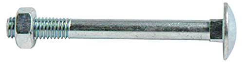 Merriway BH02193 (2 Pcs) Carriage Bolts with Nuts, M6 x 65mm (1/4 inch x 2.5/8 inch) Zinc Plated - Pack of 2 Pieces