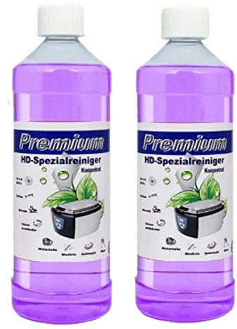 2 x 1 Liter Premium Ultraschallreiniger Konzentrat für die Optimale und Rückstandfreie Reinigung von Brillen, Schmuck, Elektronikkomponenten, Mechanik, Münzen