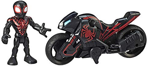Playskool Heroes Marvel Super Hero Adventures Kid Arachnid Web Wheels, 5-Inch Figure and Motorcycle Set, Collectible Toys for Kids Ages 3 and Up