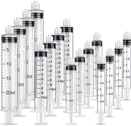 TecUnite 20 Pack Syringe Without Needle, Plastic Curved Syringes for Epoxy Resin, Craft, Feeding Pets Animals, Oil or Glue Applicator