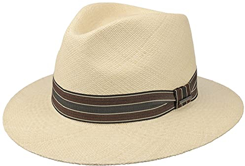Stetson Durmand Fedora Panamahut Naturfarbener Bogart Stil Eleganter Hut UV Schutz Handgefertigt in Ecuador Herren Frühjahr Sommer Natur M (56-57 cm)