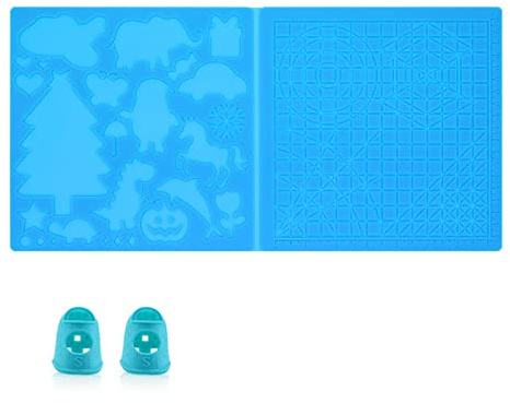 kingsea 3D-tryckpenna mall pennor matta, 41,2 x 20,3 x 0,25 cm flera mönster 3D-penna mallar matta med 2 värmebeständiga fingerkuddar, silikonstencil dyna för gör-det-själv 3D-ritning