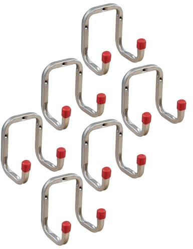Gedotec Supporto da parete – Doppi ganci da parete per appendere in acciaio zincato | Duo | Confezione da 6 ganci per attrezzi Lunghezza: 90 mm Incluso materiale di montaggio | Ganci multiuso in