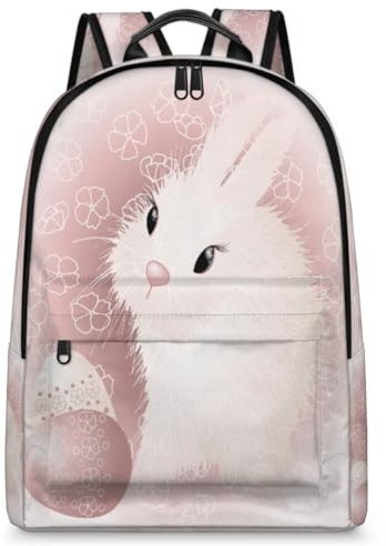 TropicalLife Rucksack mit Hasen-Motiv für Herren, Damen, Kinder, Mädchen, Jungen, Osterhasen-Rucksack, großes Fassungsvermögen, 23,5 l, Rucksack, Schule, Büchertasche, Reisen, lässig, Laptop-Tasche,
