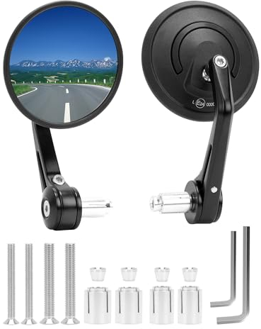 SUPAREE Motorcycle Bar End Mirrors Round Universal Motorcycle Mirror Rearview Motorbike Mirrors Wing Handlebar Safe with E-MARK for 7/8 Inches 2 Pack