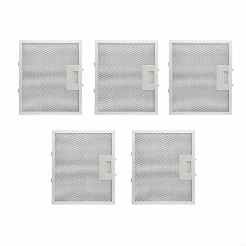 Emiif Filtro per cappa da cucina, 210 x 250 x 9 mm, estrattore a rete per cappe, filtraggio grasso a 5 strati, filtro in alluminio argento, facile installazione (confezione da 5)