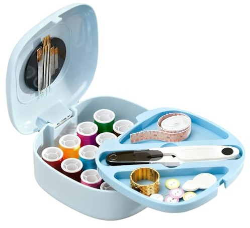 Kit Couture Complet avec Boîte, 41 Pièces Mini Kit de Couture de Voyage avec Boîte de Transport pour Débutants, Adultes, Urgences Famille Maison pour la Maison, Utilisation d'Urgence