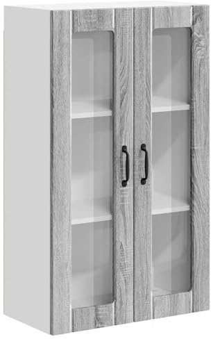 zylophax Köksväggskåp, grå Sonoma, trämaterial 60 x 31 x 100 cm med 2 gångjärnsdörrar, modernt köksskåp för inomhus, funktionellt väggskåp, kök, praktiskt köksskåp