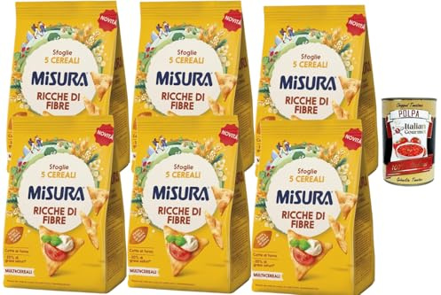 Italian Gourmet Bundle Ballaststoffreiche 5-Cerealien-Cracker 6x 170g + Italian Gourmet Polpa Gratis – Italienische Sfoglie Multicereali, ofengebackenes Snackgebäck für Aperitivo & Dips 1,02kg