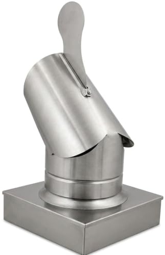 MAKA Comignolo Gallo Quadro, Terminale per Canna Fumaria Camino Stufa a Legna Pellet e Gas, Cappello Antipioggia Aspirafumo Base Quadra (250x250 mm - Inox)