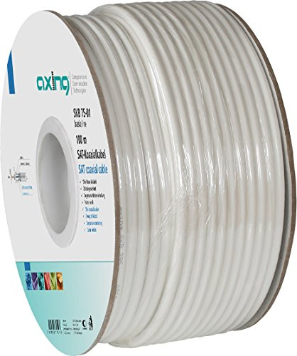 Axing SKB 75-01 Mini Cavo coassiale doppia schermatura per tv satellitare, bobina 100 m, bianco