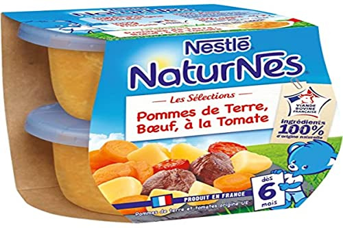 Nestlé NATURNES Les Sélections Pommes de Terre Boeuf à la Tomate Petit Pot Salé dès 6 Mois 2 x 200 g - Lot de 6