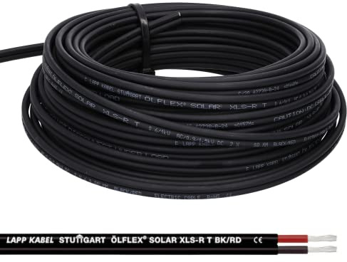 Lapp ÖLFLEX Solar XLS-R T 2x4mm² BK/RD Solarkabel Zwillingsleitung, 20m | Witterungsbeständige Photovoltaik-Leitung, halogenfrei und strahlenvernetzt, 20m Bund zur Modul-Verdrahtung im Freien
