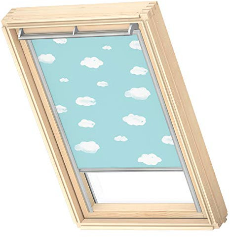 VELUX Original Dachfenster Verdunkelungsrollo für F06, Blauer Himmel, mit Grauer Führungsschiene