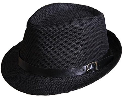 Demarkt Kinder Jazz Hut Fedora Hut Trilby Hut Strohhut Sommerhut Strand Hüte faltbarer Strandhut Schwarz