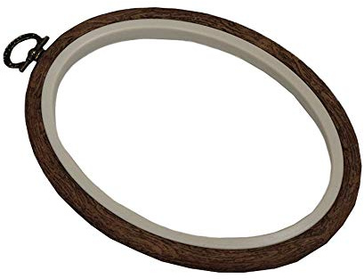 Nurge Stickerei Flexi Kreuz, oval, Holz-Effekt, 11,5 x 15 cm