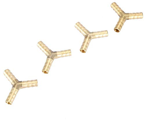 4pcs 8mm Connecteur Barbelé en Y en Laiton à 3 Voies, Connecteur de Tuyau de Carburant, Raccord en T pour Jointure Raccord Air Gaz Eau