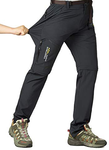 CLOUSPO Outdoor Hose Herren Zwei Teile zerlegbar Sonnenschutz Schnell Trocknend Wanderhose Funktionshose mit Gürtel (DE/NL/SE/PL, Alphanumerisch, S, Regular, Regular, Grau)