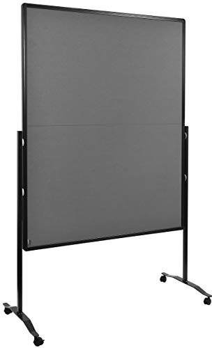 Legamaster Premium Plus Moderationswand klappbar - grau - 150x120 cm - doppelseitig, mit Filz bezogenes Pinboard - einsetzbar als Trennwand - inkl. 4 feststellbaren Rollen und Papierhaken | Tafelformat 1200 x 1500 mm, Filz, grau, klappbar
