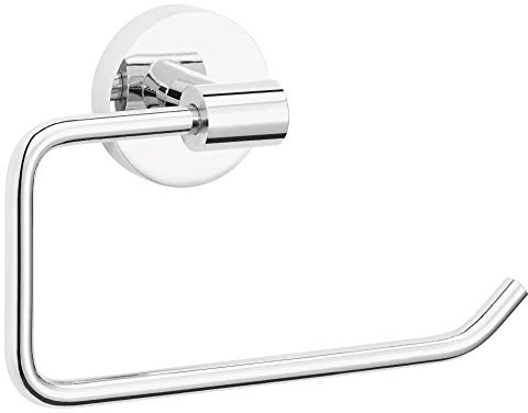 tesa EXXCELLENT Toilettenpapierhalter ohne Deckel, verchromt - zur Wandbefestigung ohne Bohren, inkl. Klebelösung - 135mm x 106mm x 45mm