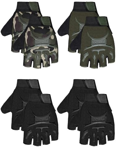 SATINIOR 4 Pairs Kids Cycling Gloves Half Finger Bike Gloves Non-Slip Mitten Outdoor Sports Roller Skating Gloves for Boys and Girls