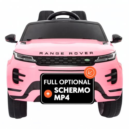BabyCar Range Rover Evoque | Macchina per Bambini Elettrica Telecomandata 12V 2 Motori 35W | Auto Elettrica per Bambini 2 Posti | Sedile Pelle, Porte Apribili, USB | Licenza Ufficiale | Rosa, MP4