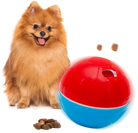 amicus - Crazy Ball Treat Dispenser - Pets Treat Ball - Interactive Treat Dispensing PetsToy - Pets Enrichment Toys - Pets Toys to Keep Them Busy - Slow Feeder - 300g/10.5 oz - Red/Blue