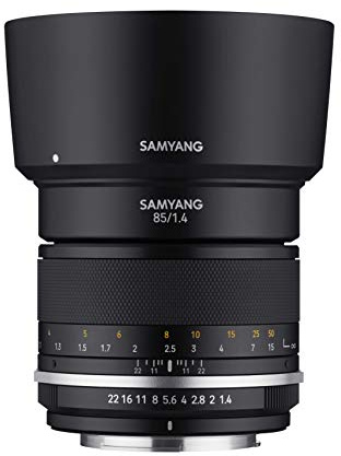 Samyang MK2 85 mm F1.4 Teleobjektiv für Canon M | Erfassen Sie entfernte Motive mit scharfer Teleleistung und heller Optik für Porträts, Wildtiere und Sport.
