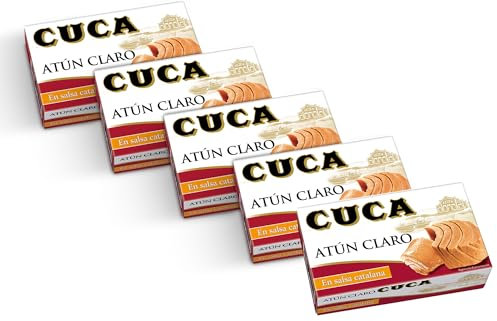 Cuca Atún claro en salsa catalana, 1 pack de 5 latas de 112gr