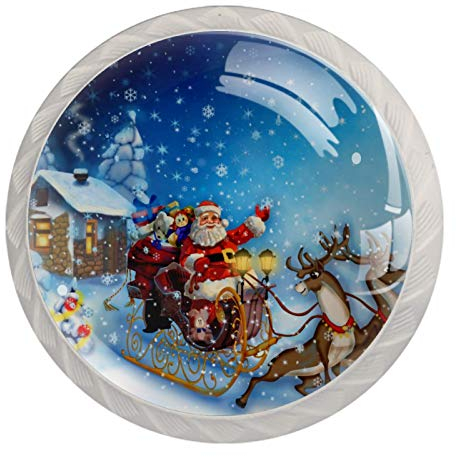 Weihnachtsmann Schlitten mit Rentier-Türschublade Ziehgriff Möbeldekoration für Küchenschrank Frisiertisch