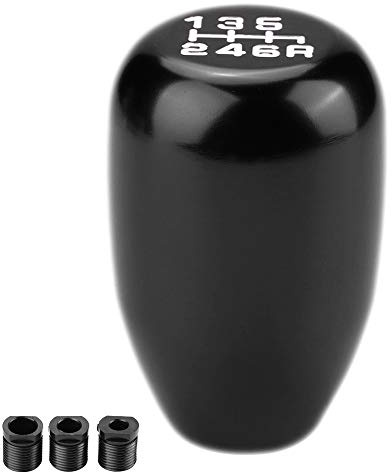 KIMISS Pomello del cambio-pomello cambio universale a siringa Pomello del cambioï¼Œ Manopola manuale per modifica universale per auto Cambio testa cambio a 6 velocità(Nero)
